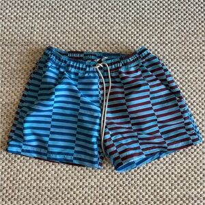 Goodpark Striped Blue and Maroon Swim Shorts
